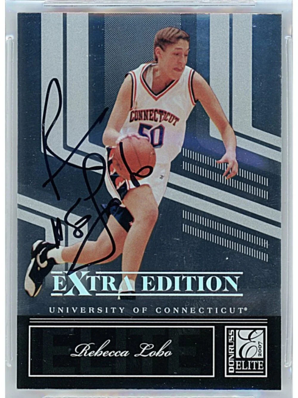 Rebecca Lobo Signed 2007 Donruss Elite Basketball Card Beckett UConn Autograph